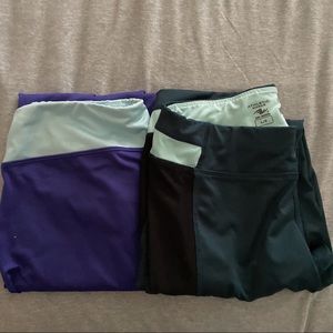 ATHLETE WORKS SET OF TWO BLUE WORKOUT LEGGINGS BREATHABLE SQUAT PROOF SI…